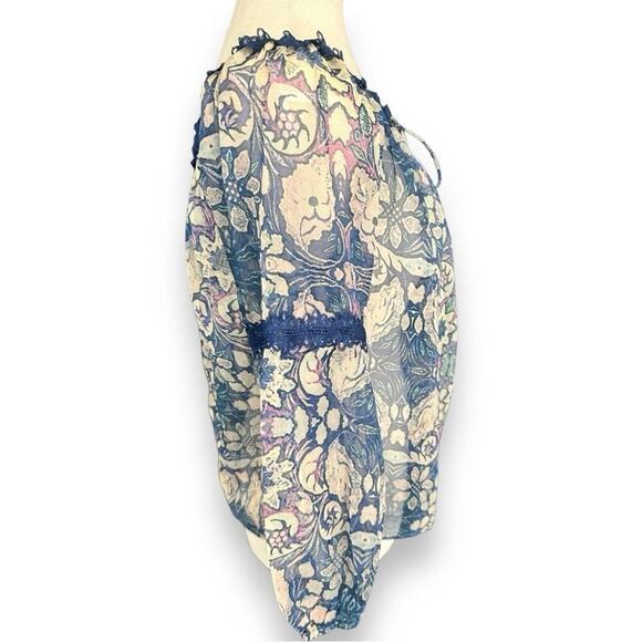 Anthropologie - Foxiedox Sheer Long Sleeve Floral Off the Shoulder Top NWT - Picture 7 of 12